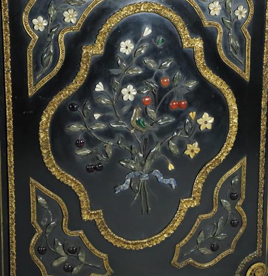 A Napoleon III ormolu mounted, pietra dura and ebony pier cabinet, W.3ft 4in. D.1ft 7in. H.4ft 2in.